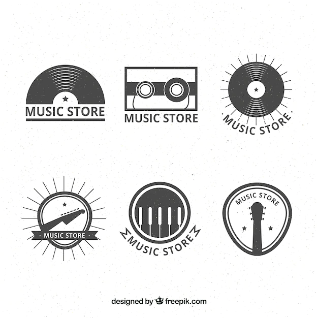 Free Vector | Music store logo collection with vintage style
