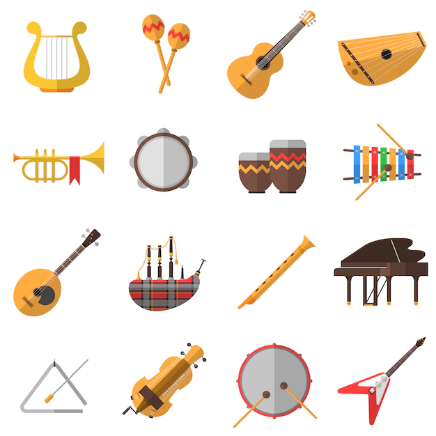 Free Vector | Musical instruments icons set