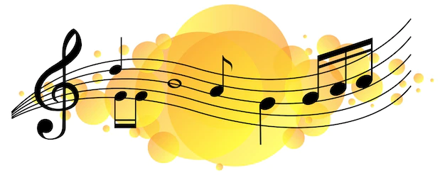 Free Vector | Musical melody symbols on yellow splotch