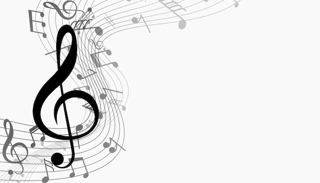 Free Vector | Musical notes with sound wave background