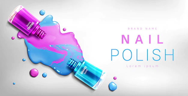 Free Vector | Nail polish 3d bottles banner, advertising