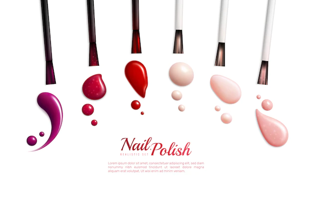 Free Vector | Nail polish smears realistic isolated icon set with different colors and styles  illustration
