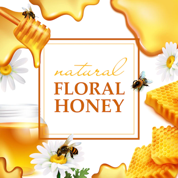 Free Vector | Natural floral honey colorful frame