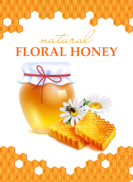 Free Vector | Natural floral honey realistic poster