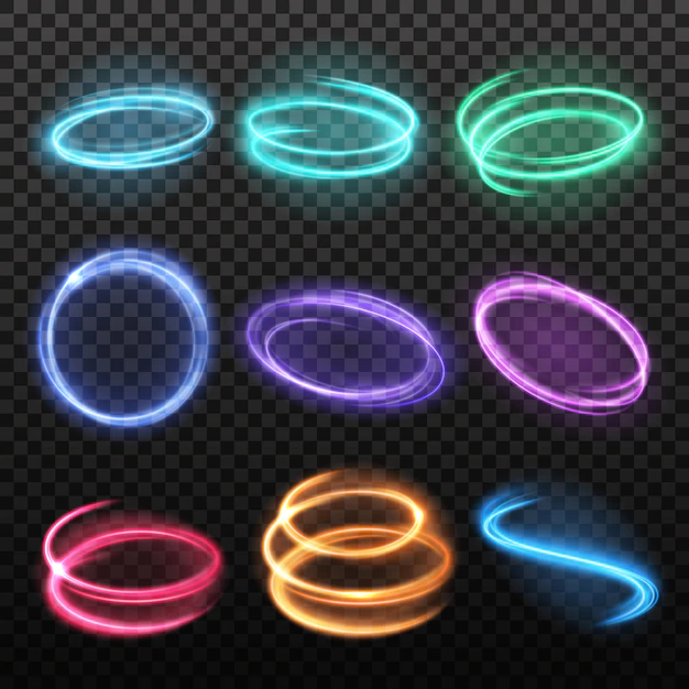 Free Vector | Neon blurry motion circles set