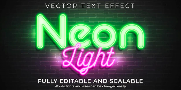 Free Vector | Neon light text effect, editable retro and glowing text style