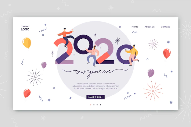 Free Vector | New year landing page flat design