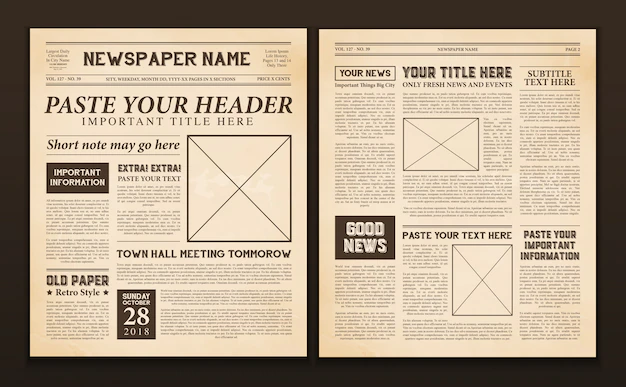 Free Vector | Newspaper pages template vintage