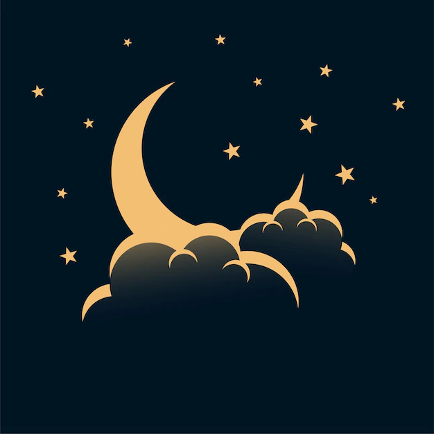 Free Vector | Night sky with moon stars and clouds background