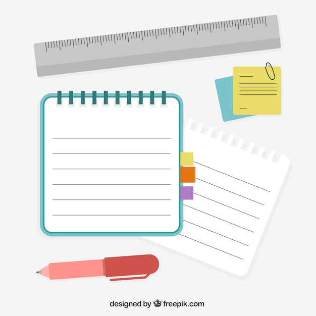 Free Vector | Notebook with pen and ruler