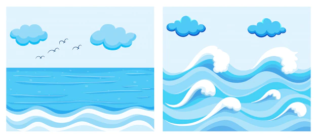 Free Vector | Ocean scene with waves