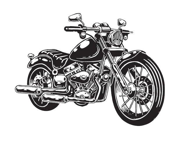 Free Vector | Of hand drawn motorcycle isolated on white background. monochrome style.