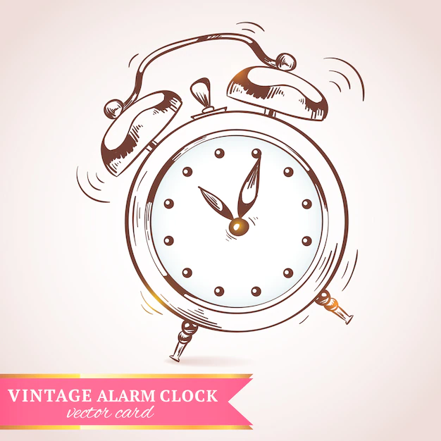 Free Vector | Old vintage retro sketch ringing alarm clock paper vector illustration