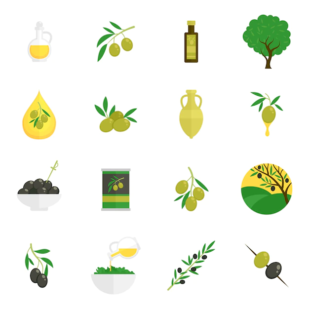 Free Vector | Olives icons flat