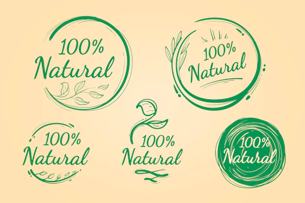 Free Vector | One hundred percent natural badge pack