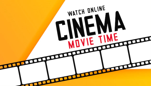 Free Vector | Online digital cinema movie time background with film strip