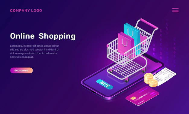Free Vector | Online shopping, isometric concept for mobile app