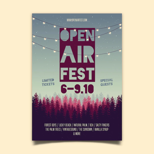 Free Vector | Open air music festival poster