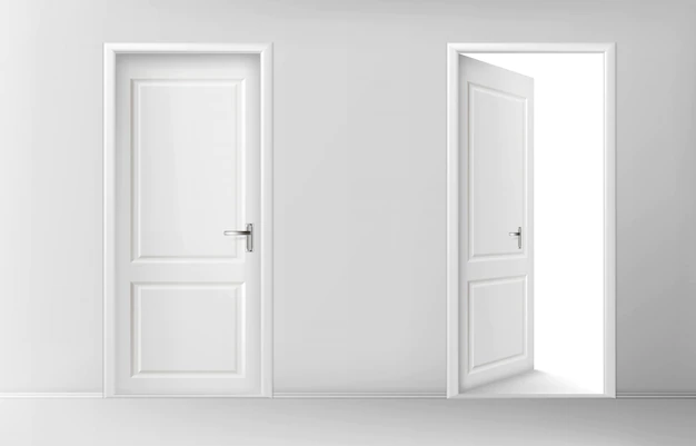 Free Vector | Open and closed white wooden doors