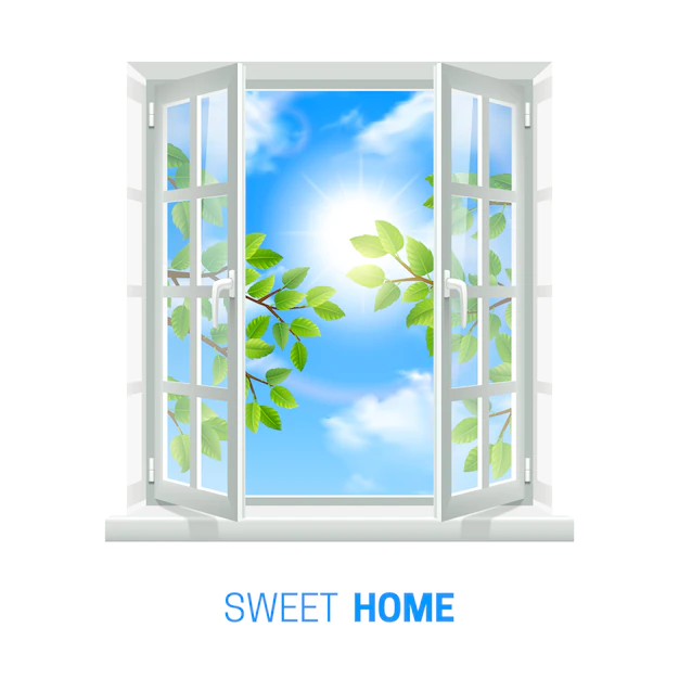 Free Vector | Open white window on bright sunny day