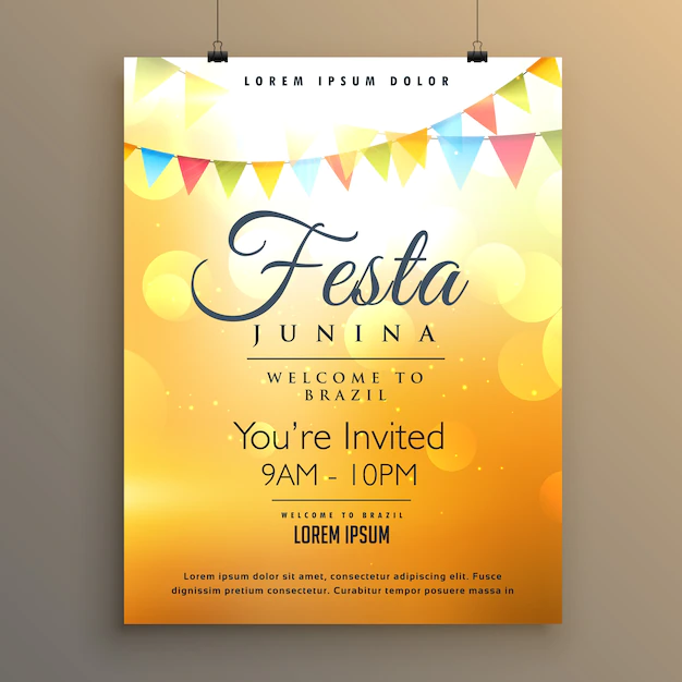 Free Vector | Orange festa junina poster template