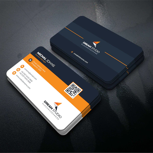 Free Vector | Orange shape visit card