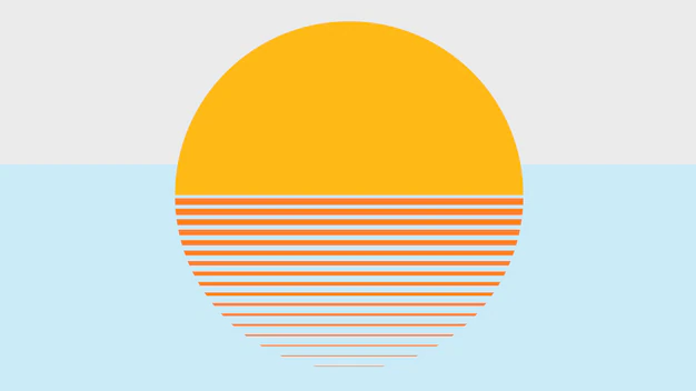 Free Vector | Orange sunset aesthetic vector blue wallpaper