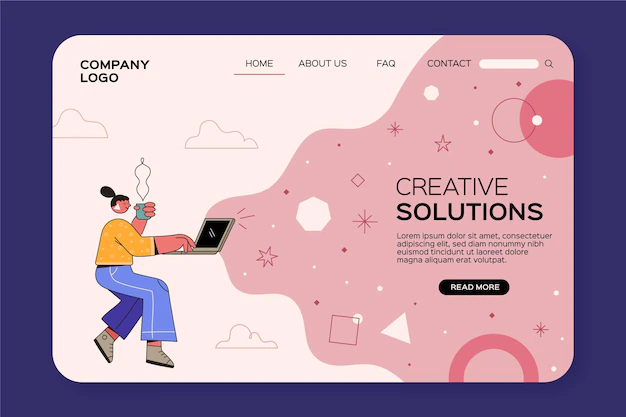 Free Vector | Organic flat creative solutions landing page template