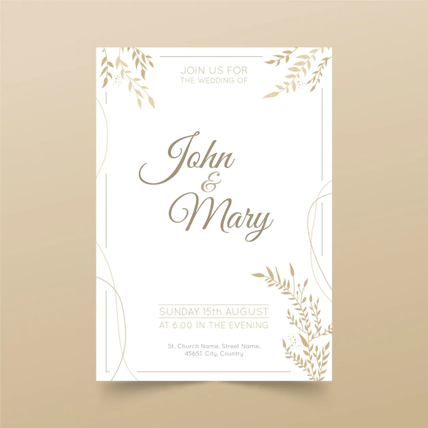 Free Vector | Organic flat minimalist wedding invitation