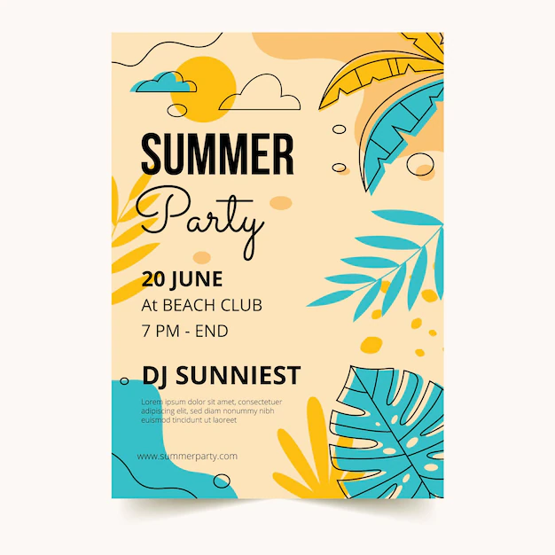 Free Vector | Organic flat summer party vertical poster template