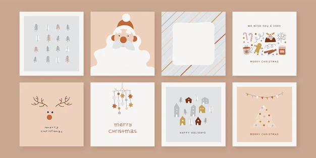 Free Vector | Organic hand drawn christmas cards collection