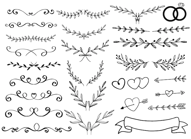 Free Vector | Ornament hand drawn for wedding invitation card