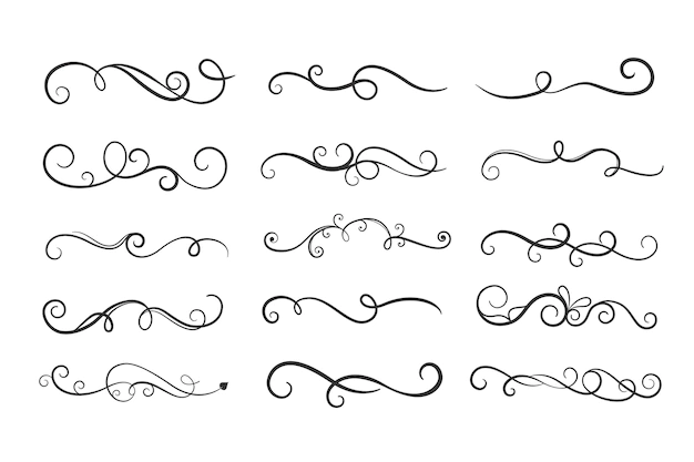 Free Vector | Ornamental floral curls borders mega set