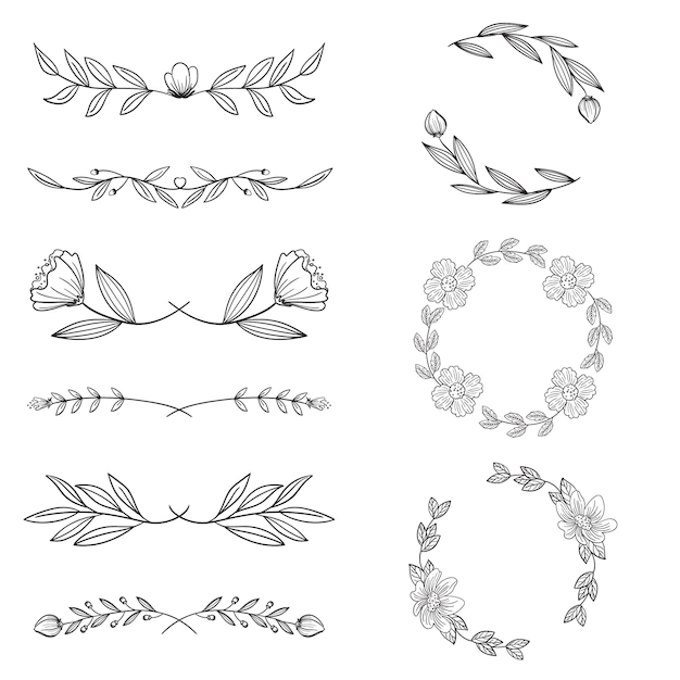 Free Vector | Ornamental hand drawn types of frame and dividers