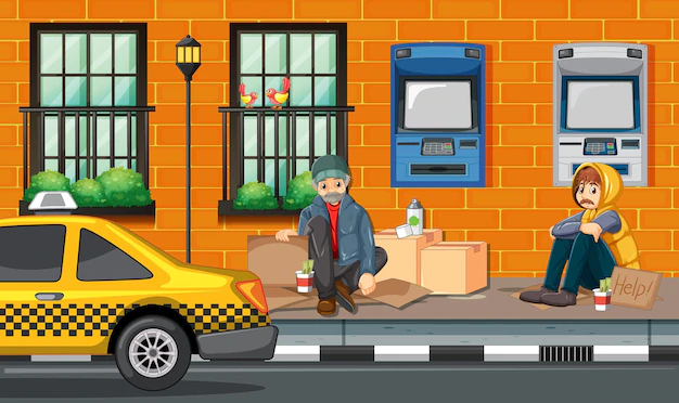 Free Vector | Outdoor scene with homeless people