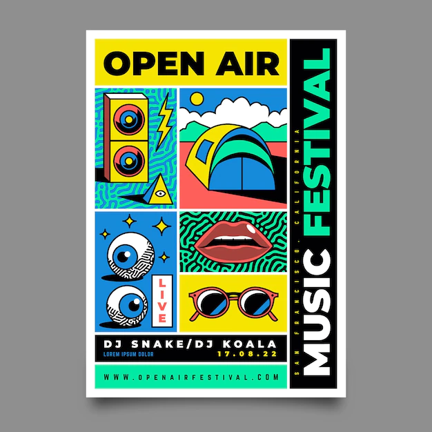 Free Vector | Outdoors music festival poster