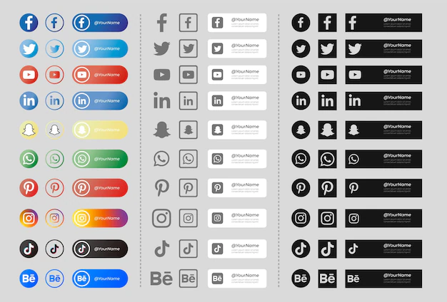 Free Vector | Pack of banners with social media icons black and white