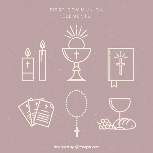 Free Vector | Pack of first communion items