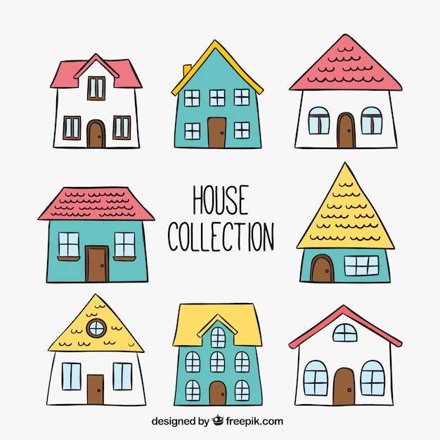 Free Vector | Pack of hand drawn houses
