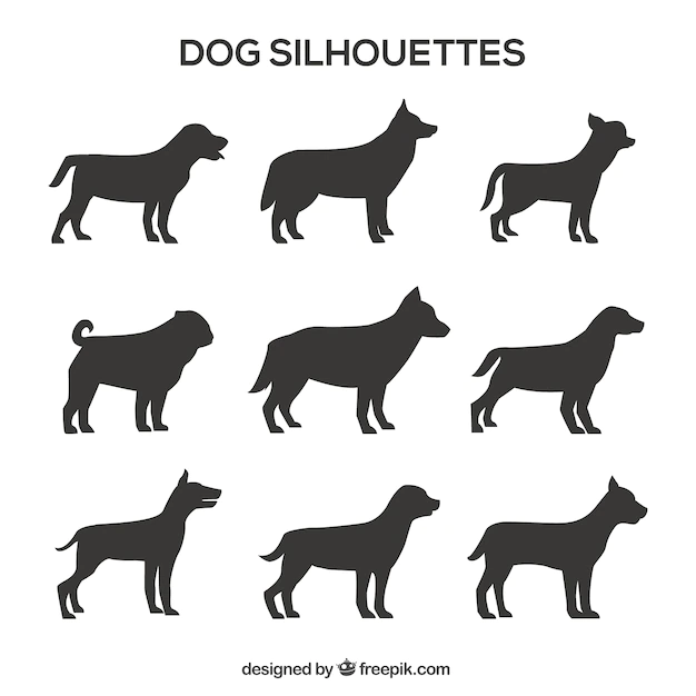 Free Vector | Pack of profile dog silhouettes