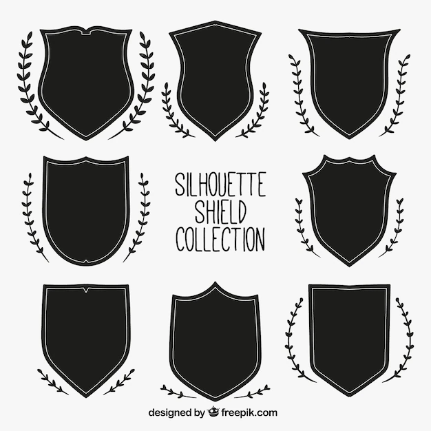 Free Vector | Pack of shields silhouettes with natural ornaments