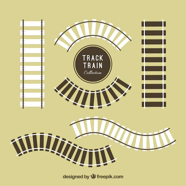 Free Vector | Pack of wooden railroad tracks in flat design