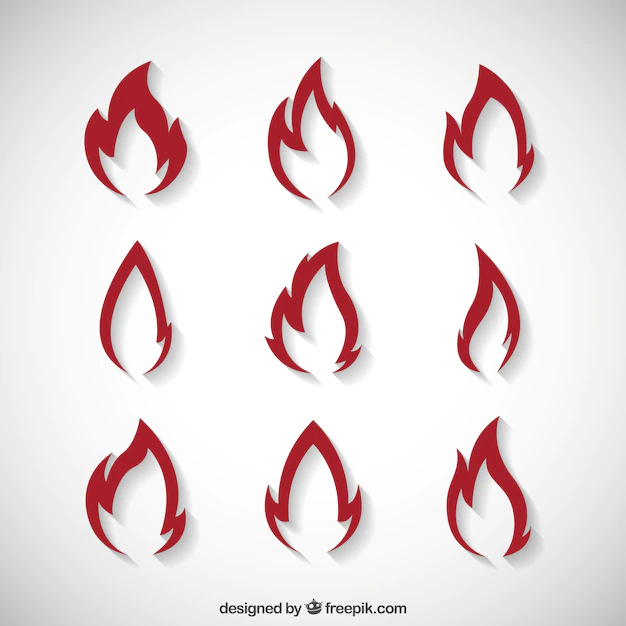 Free Vector | Pack with nine fire silhouettes