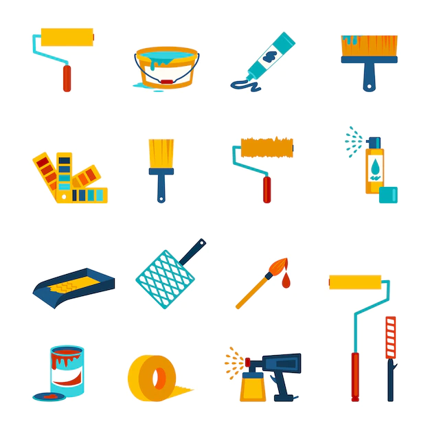 Free Vector | Painting icons flat
