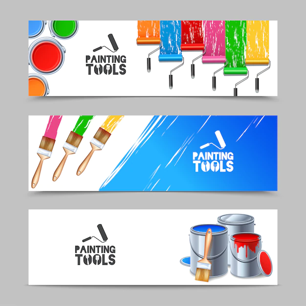 Free Vector | Painting tools banners set