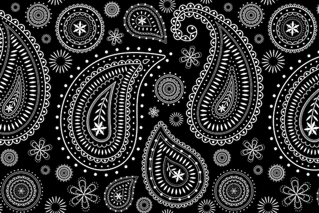 Free Vector | Paisley bandana pattern background, black illustration, abstract design vector