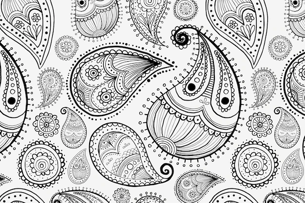 Free Vector | Paisley pattern background, zentangle abstract illustration in black vector
