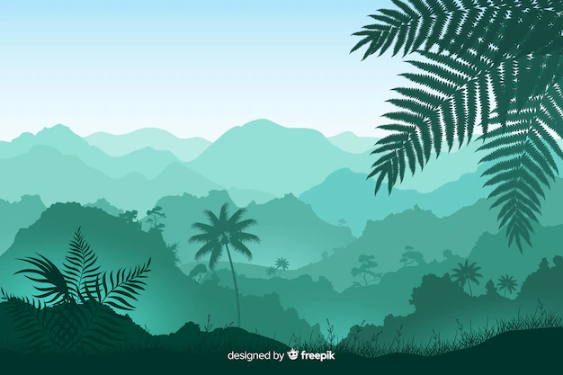 Free Vector | Panoramic view of foliage and tropical forest trees