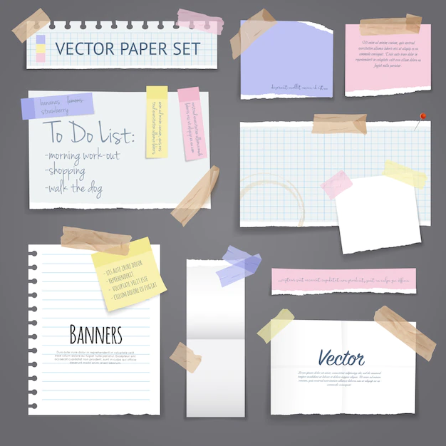 Free Vector | Paper banners set with sticky tape