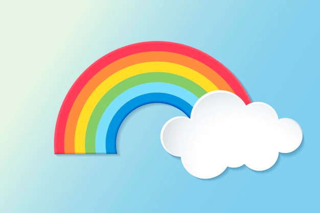 Free Vector | Paper rainbow element, cute weather clipart vector on gradient blue background